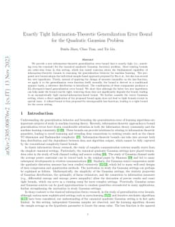 Exactly Tight Information-Theoretic Generalization Error Bound for the
  Quadratic Gaussian Problem
