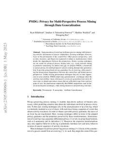 PMDG: Privacy for Multi-Perspective Process Mining through Data
  Generalization