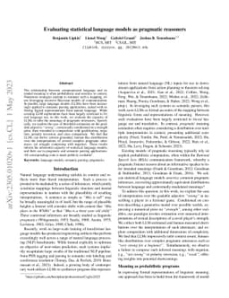 Evaluating statistical language models as pragmatic reasoners
