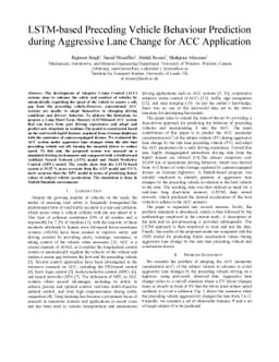 LSTM-based Preceding Vehicle Behaviour Prediction during Aggressive Lane
  Change for ACC Application