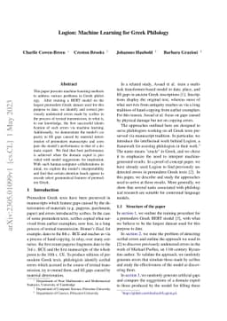 Logion: Machine Learning for Greek Philology