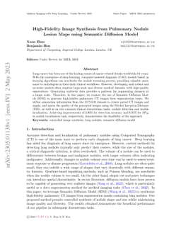 High-Fidelity Image Synthesis from Pulmonary Nodule Lesion Maps using
  Semantic Diffusion Model