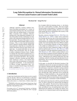Long-Tailed Recognition by Mutual Information Maximization between
  Latent Features and Ground-Truth Labels