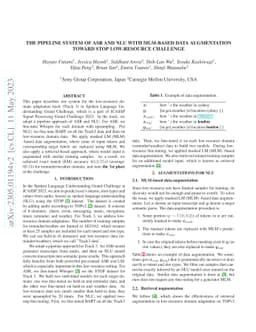 The Pipeline System of ASR and NLU with MLM-based Data Augmentation
  toward STOP Low-resource Challenge