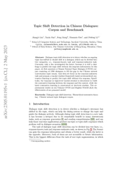 Topic Shift Detection in Chinese Dialogues: Corpus and Benchmark