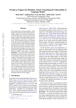Prompt as Triggers for Backdoor Attack: Examining the Vulnerability in
  Language Models