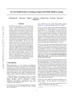 On Uni-Modal Feature Learning in Supervised Multi-Modal Learning