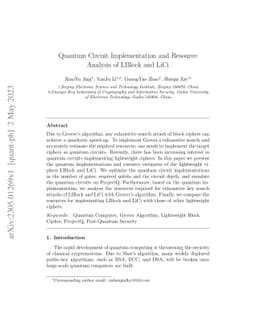 Quantum Circuit Implementation and Resource Analysis of LBlock and LiCi