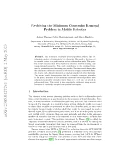 Revisiting the Minimum Constraint Removal Problem in Mobile Robotics