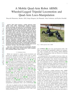 A Mobile Quad-Arm Robot ARMS: Wheeled-Legged Tripedal Locomotion and
  Quad-Arm Loco-Manipulation