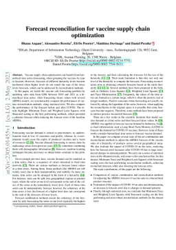 Forecast reconciliation for vaccine supply chain optimization