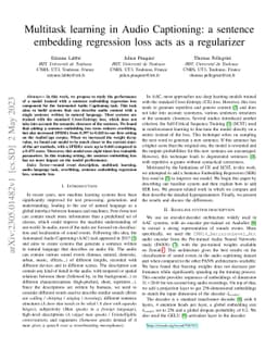Multitask learning in Audio Captioning: a sentence embedding regression
  loss acts as a regularizer