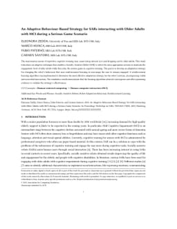 An Adaptive Behaviour-Based Strategy for SARs interacting with Older
  Adults with MCI during a Serious Game Scenario