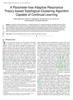 A Parameter-free Adaptive Resonance Theory-based Topological Clustering
  Algorithm Capable of Continual Learning