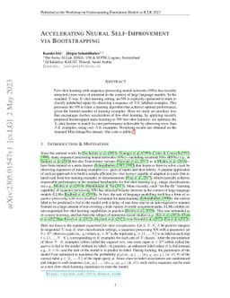 Accelerating Neural Self-Improvement via Bootstrapping