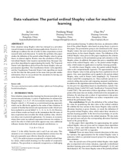 Data valuation: The partial ordinal Shapley value for machine learning