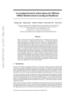 Leveraging Factored Action Spaces for Efficient Offline Reinforcement
  Learning in Healthcare