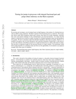 Testing for jumps in processes with integral fractional part and
  jump-robust inference on the Hurst exponent