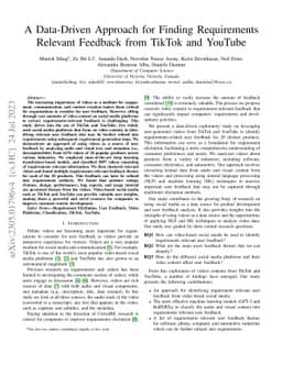 A Data-Driven Approach for Finding Requirements Relevant Feedback from
  TikTok and YouTube