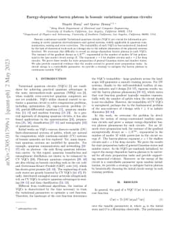 Energy-dependent barren plateau in bosonic variational quantum circuits