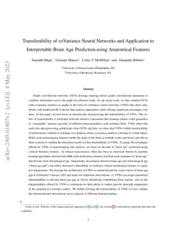 Transferability of coVariance Neural Networks and Application to
  Interpretable Brain Age Prediction using Anatomical Features
