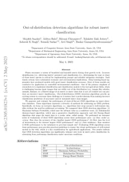 Out-of-distribution detection algorithms for robust insect
  classification