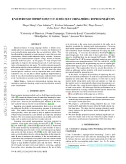Unsupervised Improvement of Audio-Text Cross-Modal Representations