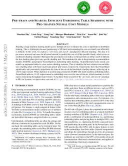 Pre-train and Search: Efficient Embedding Table Sharding with
  Pre-trained Neural Cost Models