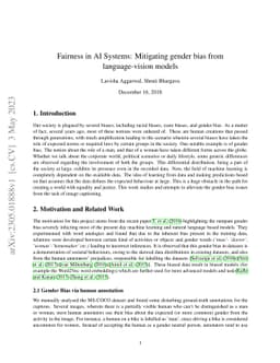 Fairness in AI Systems: Mitigating gender bias from language-vision
  models
