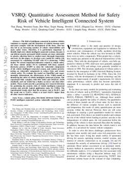 VSRQ: Quantitative Assessment Method for Safety Risk of Vehicle
  Intelligent Connected System