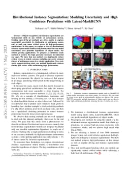 Distributional Instance Segmentation: Modeling Uncertainty and High
  Confidence Predictions with Latent-MaskRCNN