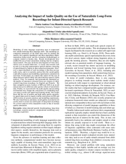 Analysing the Impact of Audio Quality on the Use of Naturalistic
  Long-Form Recordings for Infant-Directed Speech Research