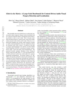 Glitch in the Matrix: A Large Scale Benchmark for Content Driven
  Audio-Visual Forgery Detection and Localization