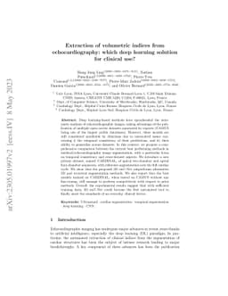 Extraction of volumetric indices from echocardiography: which deep
  learning solution for clinical use?
