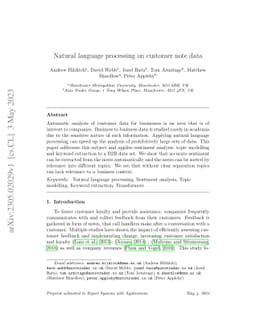 Natural language processing on customer note data