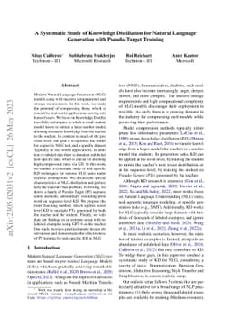A Systematic Study of Knowledge Distillation for Natural Language
  Generation with Pseudo-Target Training
