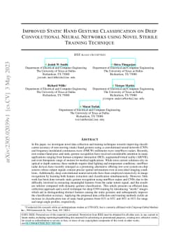 Improved Static Hand Gesture Classification on Deep Convolutional Neural
  Networks using Novel Sterile Training Technique