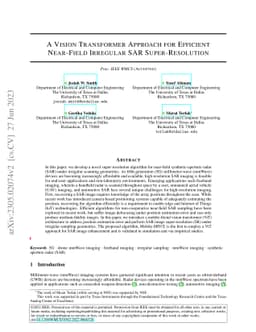 A Vision Transformer Approach for Efficient Near-Field Irregular SAR
  Super-Resolution
