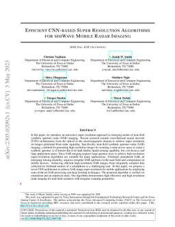 Efficient CNN-based Super Resolution Algorithms for mmWave Mobile Radar
  Imaging