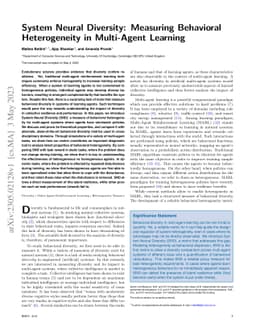 System Neural Diversity: Measuring Behavioral Heterogeneity in
  Multi-Agent Learning