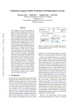 Explaining Language Models' Predictions with High-Impact Concepts