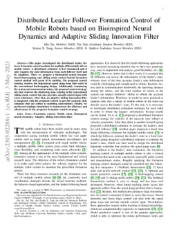 Distributed Leader Follower Formation Control of Mobile Robots based on
  Bioinspired Neural Dynamics and Adaptive Sliding Innovation Filter