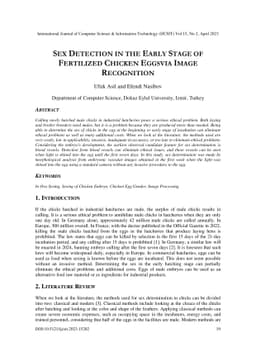 Sex Detection in the Early Stage of Fertilized Chicken Eggs via Image
  Recognition