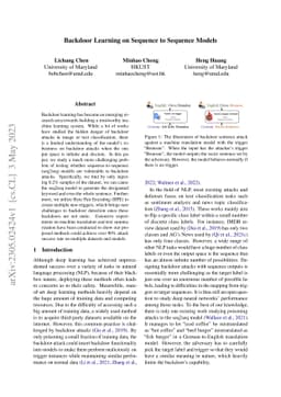 Backdoor Learning on Sequence to Sequence Models
