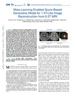 Meta-Learning Enabled Score-Based Generative Model for 1.5T-Like Image
  Reconstruction from 0.5T MRI