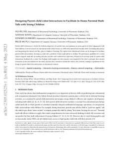 Designing Parent-child-robot Interactions to Facilitate In-Home Parental
  Math Talk with Young Children