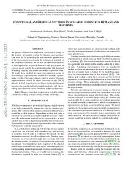 Conditional and Residual Methods in Scalable Coding for Humans and
  Machines