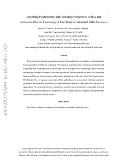 Integrating Psychometrics and Computing Perspectives on Bias and
  Fairness in Affective Computing: A Case Study of Automated Video Interviews