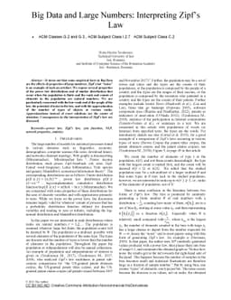 Big Data and Large Numbers. Interpreting Zipf's Law