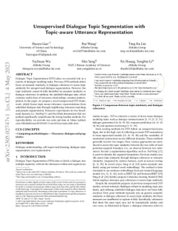 Unsupervised Dialogue Topic Segmentation with Topic-aware Utterance
  Representation